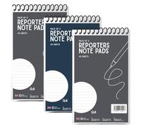 G4GADGET 22x13 Reporter Notepad Pack of 3 | Spiral Wirebound Notebook Writing Pads | 80 Pages (40 Sheets) 54GSM Ruled White Paper | Portable Note Pad for Office, School, Meetings & Daily Notes