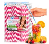 G4GADGET 250-Pack Assorted Biodegradable Paper Straws - Sturdy, Eco-Friendly, Disposable Drinking Straws for Parties, Smoothies, Slush, Crafts - Colorful & Recyclable Paper Straws