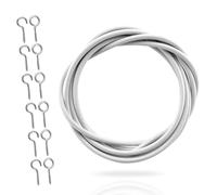 G4GADGET 2M Net Curtain Wire with 6 Hooks & 6 Eyes - Strong & Flexible Curtain Wire Kit for Net Curtains, Windows, Wardrobes, Doorways & Home Décor - Easy Installation & Secure Fit