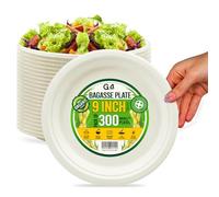 G4GADGET 300 Pack 9-Inch Eco Plates | Bulk Heavy Duty Disposable Sugarcane Plates | Compostable & Biodegradable Bagasse Tableware for Events, Catering, Weddings & Daily Use