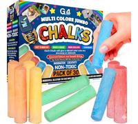 G4GADGET 30pcs Jumbo Pavement Chalk - Giant Outdoor Chalks for Kids, Washable & Non-Toxic, Garden & Sidewalk Toys for Creative Drawing, Fun Outdoor Games & Learning
