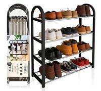 G4GADGET 4-Tier Metal Shoe Rack, Small Shoe Storage Shelf for Bedroom & Hallway | Narrow Shoe Organiser Stand for Space-Saving Shoe Racks | Storage for Entryway, Closet & Under-Stairs