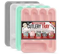 G4GADGET 5 Compartment Cutlery Tray Drawer Organiser, Random Colour, Durable Plastic, Non-Slip Utensil Holder for Kitchen Organisation