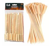 G4GADGET 50 Pack Bamboo Paddle Skewers 20cm - Wooden Flat Sticks for BBQ, Kebabs, Chicken Skewers, Appetizers, Fruit, Party Picks, Cocktail & Buffet Sticks