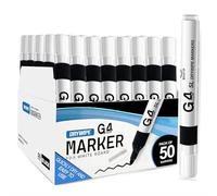 G4GADGET 50 X Whiteboard Dry Wipe Marker Pens Bullet TipNon-Toxic Ink Black Colour