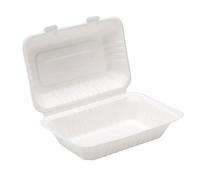 G4GADGET 50pcs Biodegradable Burger Boxes 9x6 inch, 32oz | Eco-Friendly Takeaway Food Containers | Compostable Clamshell Trays | Bagasse Sugarcane | Microwave & Freezer Safe