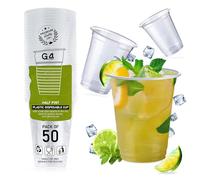 G4GADGET 50x 180ml Plastic Disposable Cups - Clear Drink Cups for Office, Picnics, Parties, Travel & Everyday Use | Ideal for Juice, Tea, Soft Drinks, Water & More