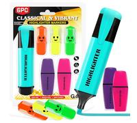 G4GADGET 6 Pack Assorted Highlighter Pens - Classic & Mini Highlighters for Study, Office & Use | No Bleed, Smear Free, Vibrant Colours | Cute & Pastel Markers for School, Notes & Journals