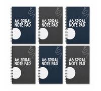 G4gadget 6 Pack Spiral Bound Portrait Note Pads, 120 Pages / 60 Sheets Each, White Ruled 60gsm Paper, Polypropylene Cover, Small Notebook for School, Office, Home, Writing Pad, Note Pad & Notebooks