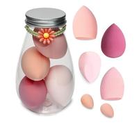 G4GADGET 6 PCS Makeup Sponges with Reusable Bottle Case, Non-Latex Assorted Color Foundation Blending Tools for Cream, Powder & Liquid, Soft and Durable Beauty Applicators