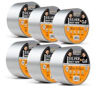 G4GADGET 6 Rolls Silver Duct Tape 50mm x 45m Heavy Duty | Weather Resistant Gaffa Tape | Extra Strong Multi-Purpose Repair Tape | Industrial Grade for Sealing, Wrapping, Plumbing & Outdoor Repairs