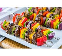 G4GADGET 60PCS 24CM BBQ Skewers - Stainless Steel Reusable Metal Sticks for Grilling Kebabs, Meat, Veggies - Flat Non-Slip Design - for BBQ, Grill, Oven, and Camping Cookouts