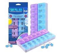 G4GADGET 7 Day Pill Box Organiser - Weekly 2 Times a Day AM/PM Medication Organizer with 14 Dual-Colour Compartments, Travel Pill Case for Vitamins, Tablets & Supplements - Easy Open Pill Dispenser