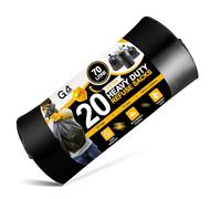 G4GADGET 70L Bin Bags Heavy Duty (Pack of 20) - Extra Strong Black Refuse Sacks, Tear-Resistant Bin Liners for Household, Garden, Office, Kitchen, Commercial Waste