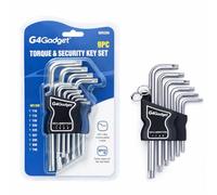 G4GADGET 9PC Allen Key Set Torx Hex Key Set T10-T50 (1.5-10mm), Chrome Plated Steel Security Star Key Wrench Set with Holder for Bike Repair, Furniture Assembly, Automotive Maintenance & DIY Tools