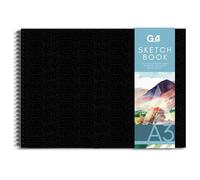 G4GADGET A3 Sketchbook Landscape Hardback Black - 170GSM Thick Drawing Paper, Spiral Bound Sketch Pad with Perforated Pages, A3 Drawing Book for Sketching, Art, Pencil, Charcoal & Illustration
