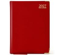 G4GADGET A4/A5 2027 Day a Page Black Diary Gilt Edges Hardback (Red, A5 Day A Page)