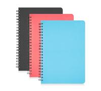 G4GADGET A4/A5 Wiro Bound Notebooks - Pack of 3-60 Ruled Sheets, Durable Waterproof Cover, Assorted Colors (Black, Blue, Pink) - Perfect for Home, Office, School, and Journaling (A4)