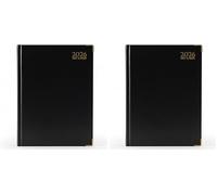 G4GADGET A5 2026 Day a Page Black Diary Gilt Edges Hardback (Pack of 2)