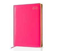G4GADGET 2026 A5 Diary Week to View - Pink | Compact Weekly Planner with UK Holidays & Global Info | Hardback Organizer for Women, Students & Teachers | A5 Week on Two Pages Diary