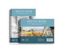 G4GADGET A5 Sketchbook Pack of 2 - Portrait & Landscape Sketch Books, 170GSM Thick Paper, Spiral Bound Drawing Pad, 30 Sheets/60 Pages Each, Art Book for Drawing, Sketching & Doodling