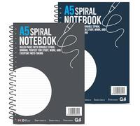 G4GADGET A5 Spiral Notepad Pack of 2, A5 Notebook Lined Paper, 60 Sheets/120 Pages Each, Wirebound Note Pads, Small Notebook for School, Office, Study, Work, Meetings & Travel