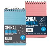 G4Gadget A7 Mini Spiral Notepads Pack of 5 - Pocket Size Notebook with Colourful Plastic Covers, Top Flip Small Notepad, Portable Mini Notebook for Notes, School, Office & Travel