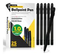G4GADGET Ballpoint Pens Black Ink 25-Pack - Smooth Writing Biro Pens Multipack (1.0mm Medium Point) - Comfortable Grip & Consistent Ink Flow - Black Pens for School, Office, Home, Stationery & Teacher