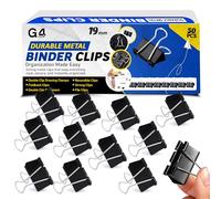 G4GADGET Binder Clips 19mm Black, 50 Pack Small Foldback/Bulldog Paper Clips, Strong Metal Binder Clip Set for Office School Home Filing & Organising