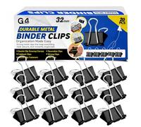 G4GADGET Binder Clips 32mm Black, 20 Pack Medium Foldback/Bulldog Clips, Strong Metal Paper Binder Clips for Office School Home Filing & Organising