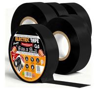 G4GADGET Black Electrical Tape 19mm x 20m Pack of 6 - Strong PVC Insulation Tape, Waterproof Self Adhesive Electric Tape for Wires, Cables, DIY, Automotive & Electrical Repairs