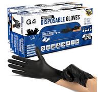 G4GADGET Black Nitrile Disposable Gloves Extra Large (XL) - 200 Pack, Latex-Free Powder-Free, Food Safe, Strong Puncture Resistant for Tattoo, Nail Tech, Cleaning, Car Detailing & Medical Use