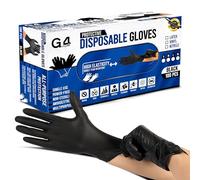 G4GADGET Black Nitrile Disposable Gloves Medium (M) - 100 Pack, Latex-Free Powder-Free Gloves, Food Safe, Strong Puncture Resistant for Tattoo, Nail Tech, Cleaning, Car Detailing & Medical Use