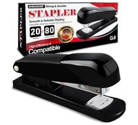 G4GADGET Black Stapler 20 Sheet Capacity | Compact Office Stapler for Desktop Use | Durable for Paper Fastening | Ideal for Home, School & Office Supplies