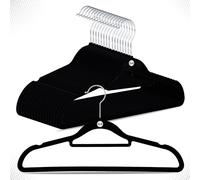 G4GADGET Black Velvet Hangers 20 Pack - 41cm Non-Slip Clothes Hangers with Tie Bar & 360° Swivel Hook - Heavy-Duty & Space-Saving for Coats, Suits, Shirts & Trousers