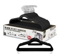 G4GADGET Black Velvet Hangers 20 Pack - Non Slip Clothes Hangers with 360° Swivel Hook, Space Saving Slim Closet Hangers for Coats, Shirts, Dresses & Pants - Heavy Duty Velvet Coat Hangers for Closet