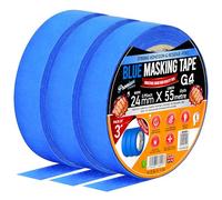 G4GADGET Blue Masking Tape for Painting (3 Pack) - 24mm x 55m Painters & Decorators Tape, Low Tack Crepe Paper, Clean Removal, Residue-Free for Walls, Trim & DIY Projects