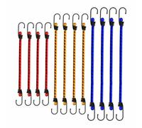 G4GADGET, Bungee Cords with Hooks - Pack of 12 (4x 30cm, 4x 45cm, 4x 60cm) - Weatherproof & UV-Resistant Elastic Straps for Camping, Tarps, Luggage, and Outdoor Use