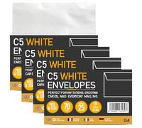 G4GADGET C5 White Envelopes Peel & Seal 100 Pack (4 x 25) - Self Seal Mailing Envelopes, 70gsm Letter & Document Envelopes for Home, Office & School Use