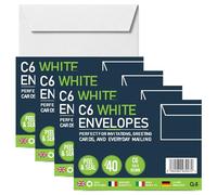 G4GADGET C6 White Envelopes Peel & Seal 160 Pack (4 x 40) - Self Seal Small Letter Envelopes, 70gsm Mailing Envelopes for Cards, Invitations, Home, Office & School Use