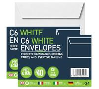G4GADGET C6 White Envelopes Peel & Seal 80 Pack (2 x 40) - Self Seal Small Letter Envelopes, 70gsm Mailing Envelopes for Cards, Invitations, Home, Office & School Use