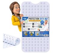 G4GADGET Clear Bathroom Mat 70x38cm - Non Slip Anti Mould with Suction Cups & Drain Holes - Fast Drying Waterproof - Machine Washable Anti Slip for Bathroom Floor