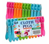 G4GADGET Clothes Pegs 24 Pack - Strong Grip Plastic Pegs for Washing Line, Durable Laundry Clips for Clothes, Rust-Resistant for Outdoor & Indoor Drying