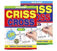 G4Gadget Criss Cross Puzzle Books for Adults 2 Pack - Book 3 & Book 4 | Large Criss Cross Puzzle Book Set with 400+ Word Fit Puzzles | Crossword Style Brain Teasers on Recycled Paper | Travel Puzzle B