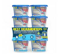 G4GADGET Dehumidifier 450ml Pack of 8 | Disposable Damp & Odour Remover | Home, Bathroom, Wardrobe, Car, Kitchen | Mould Control Moisture Absorber Tubs | No-Spill, No-Power Needed