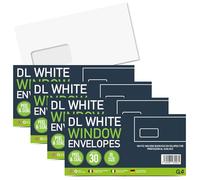 G4GADGET DL White Window Envelopes Peel & Seal 120 Pack (4 x 30) - Self Seal Letter Envelopes with Address Window, 70gsm Business Mailing Envelopes for Home, Office & School Use