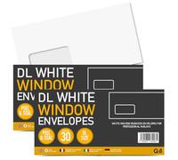 G4GADGET DL White Window Envelopes Peel & Seal 60 Pack (2 x 30) - Self Seal Letter Envelopes with Address Window, 70gsm Business Mailing Envelopes for Home, Office & School Use