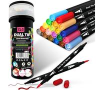 G4GADGET Dual Tip Brush Pens 18 Pack | Fine & Brush Tip Colouring Pens for Adults & Kids | Art Markers for Colouring Books, Sketching, Calligraphy, and Drawing | Felt Tip Colouring Pens Set