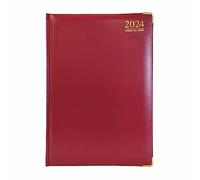 G4GADGET G4 2024 A4 Burgundy/Red Week to View Diary Hardback Cover 80GSM Paper for Business Office & Home