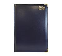 G4GADGET G4 2024 Blue A4 Week to View Diary Hardback Cover 80GSM Paper for Business Office & Home